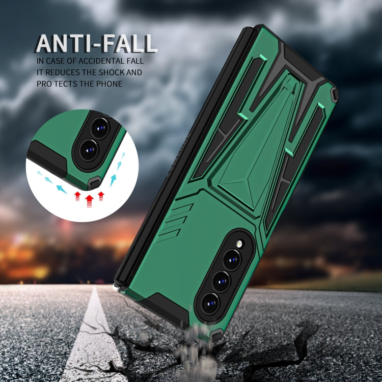 For Samsung Galaxy Z Fold3 5G Super V Armor PC + TPU Shockproof Phone Case with Invisible Holder