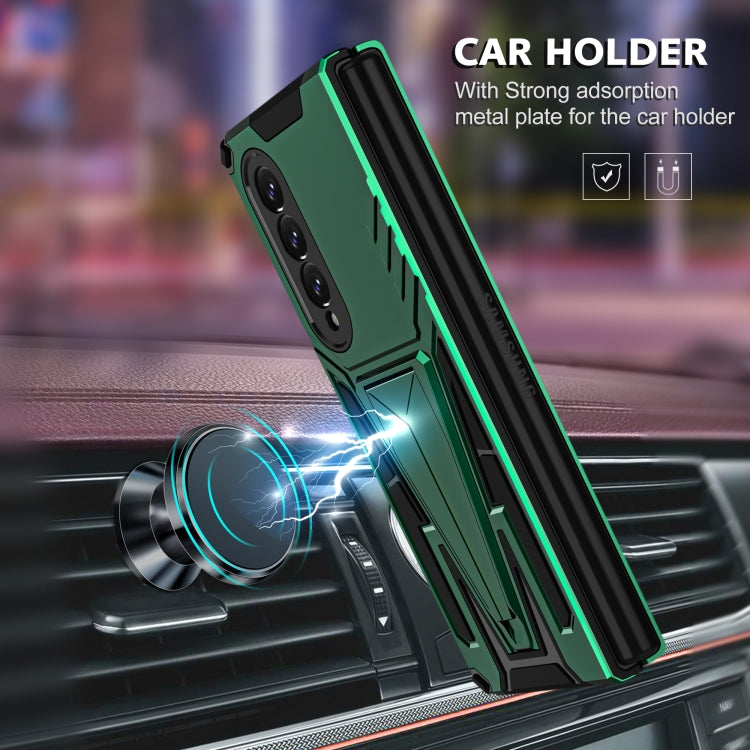 For Samsung Galaxy Z Fold3 5G Super V Armor PC + TPU Shockproof Phone Case with Invisible Holder
