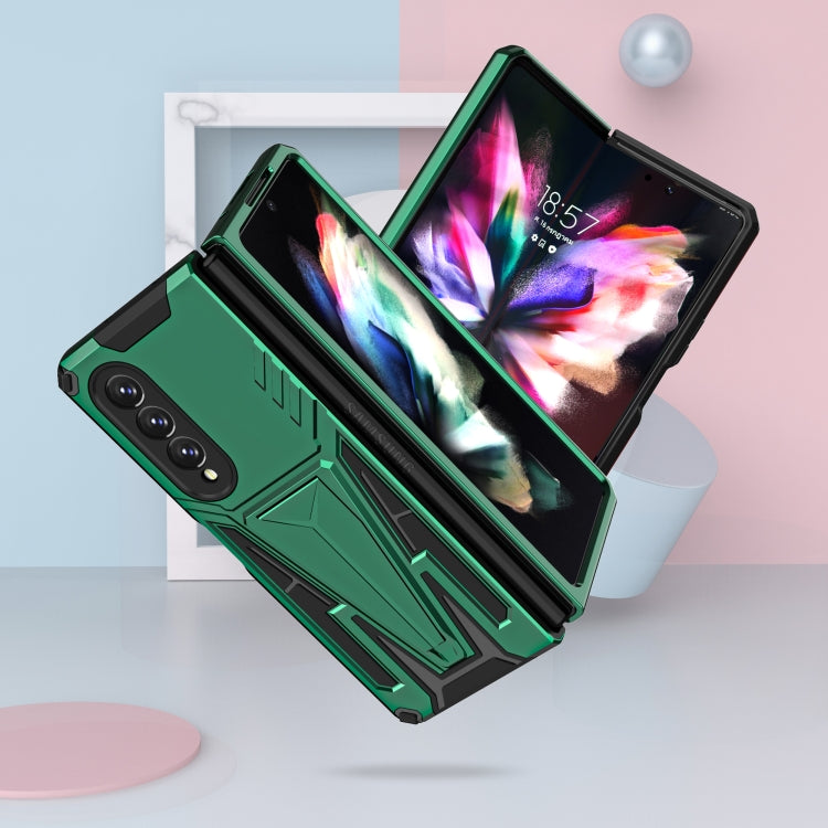 For Samsung Galaxy Z Fold3 5G Super V Armor PC + TPU Shockproof Phone Case with Invisible Holder