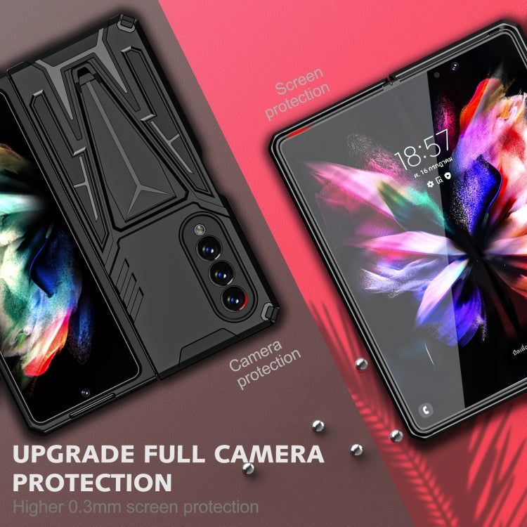 For Samsung Galaxy Z Fold3 5G Super V Armor PC + TPU Shockproof Phone Case with Invisible Holder