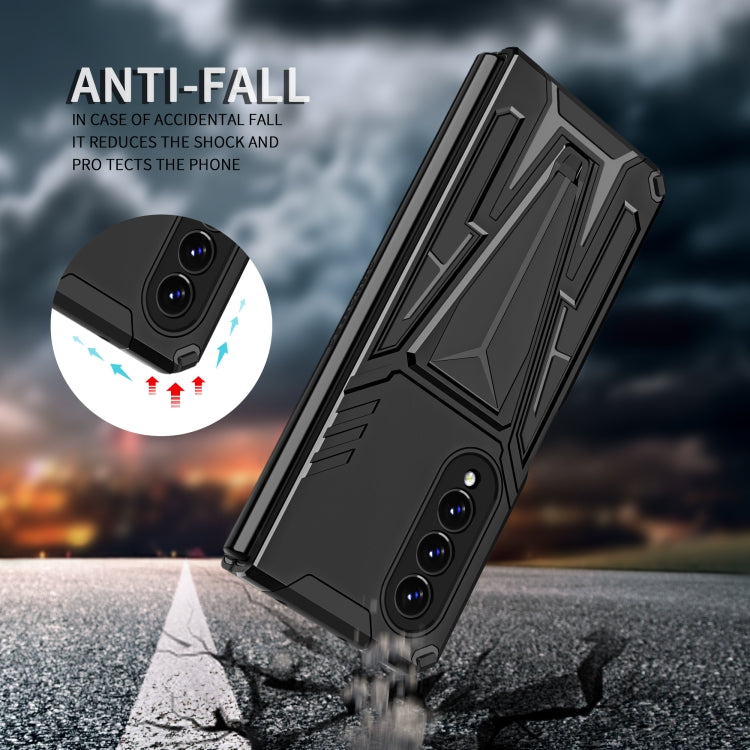 For Samsung Galaxy Z Fold3 5G Super V Armor PC + TPU Shockproof Phone Case with Invisible Holder