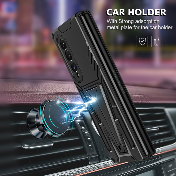 For Samsung Galaxy Z Fold3 5G Super V Armor PC + TPU Shockproof Phone Case with Invisible Holder