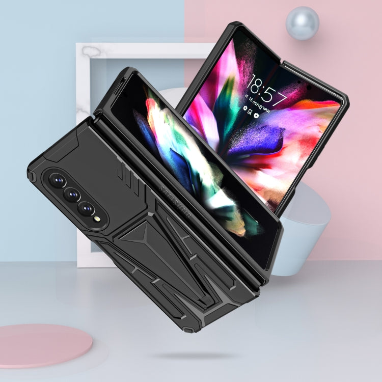 For Samsung Galaxy Z Fold3 5G Super V Armor PC + TPU Shockproof Phone Case with Invisible Holder