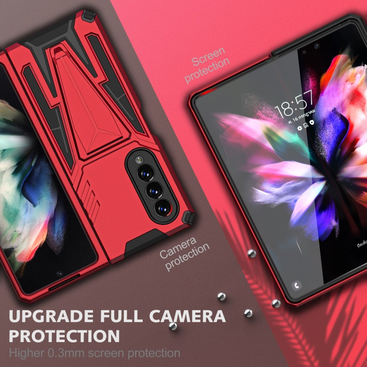 For Samsung Galaxy Z Fold3 5G Super V Armor PC + TPU Shockproof Phone Case with Invisible Holder