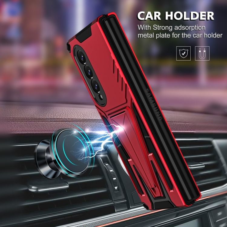 For Samsung Galaxy Z Fold3 5G Super V Armor PC + TPU Shockproof Phone Case with Invisible Holder