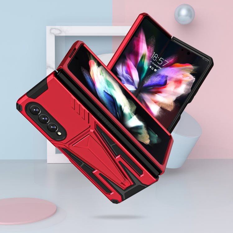 For Samsung Galaxy Z Fold3 5G Super V Armor PC + TPU Shockproof Phone Case with Invisible Holder