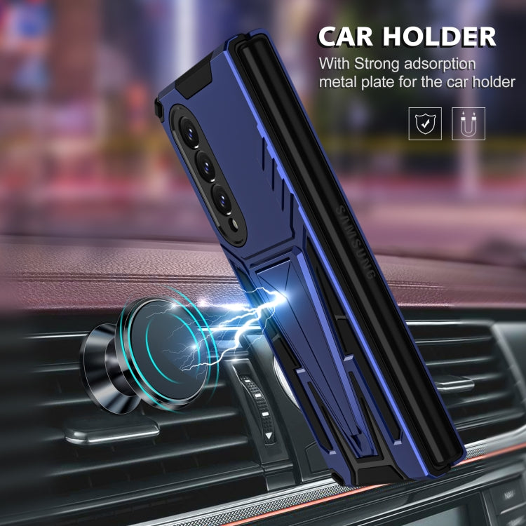 For Samsung Galaxy Z Fold3 5G Super V Armor PC + TPU Shockproof Phone Case with Invisible Holder