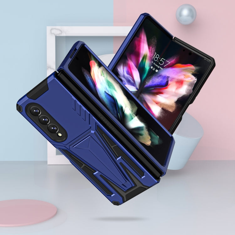 For Samsung Galaxy Z Fold3 5G Super V Armor PC + TPU Shockproof Phone Case with Invisible Holder