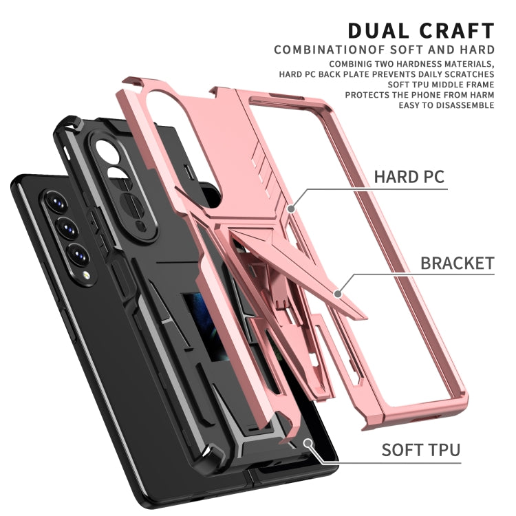 For Samsung Galaxy Z Fold3 5G Super V Armor PC + TPU Shockproof Phone Case with Invisible Holder