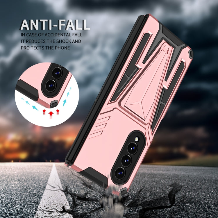 For Samsung Galaxy Z Fold3 5G Super V Armor PC + TPU Shockproof Phone Case with Invisible Holder