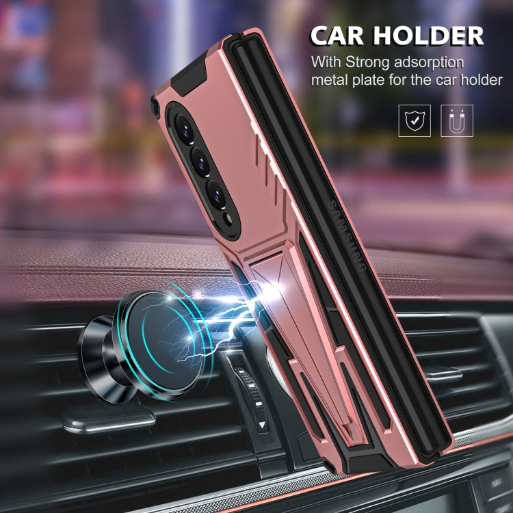 For Samsung Galaxy Z Fold3 5G Super V Armor PC + TPU Shockproof Phone Case with Invisible Holder