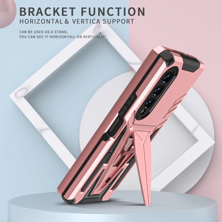 For Samsung Galaxy Z Fold3 5G Super V Armor PC + TPU Shockproof Phone Case with Invisible Holder