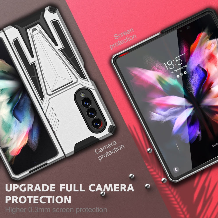 For Samsung Galaxy Z Fold3 5G Super V Armor PC + TPU Shockproof Phone Case with Invisible Holder