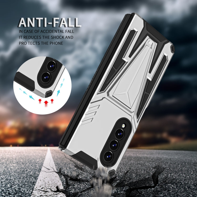 For Samsung Galaxy Z Fold3 5G Super V Armor PC + TPU Shockproof Phone Case with Invisible Holder