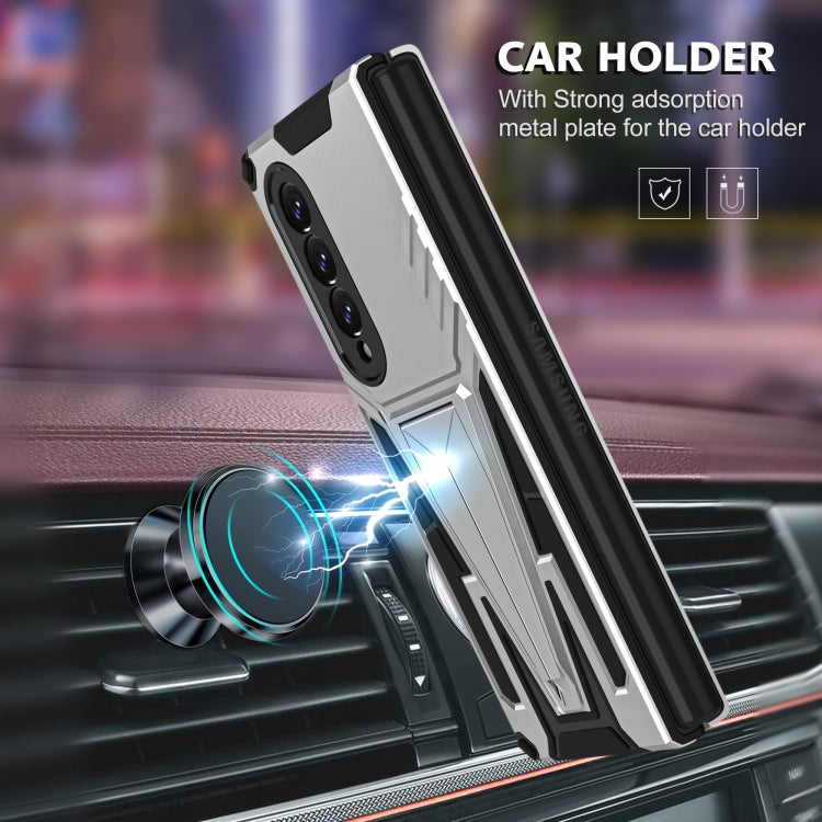 For Samsung Galaxy Z Fold3 5G Super V Armor PC + TPU Shockproof Phone Case with Invisible Holder