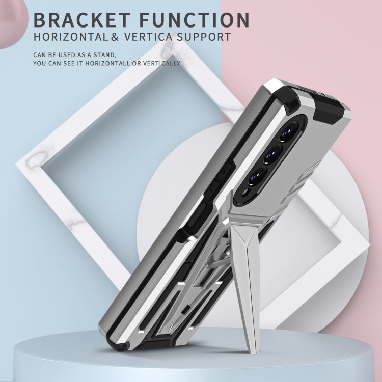 For Samsung Galaxy Z Fold3 5G Super V Armor PC + TPU Shockproof Phone Case with Invisible Holder