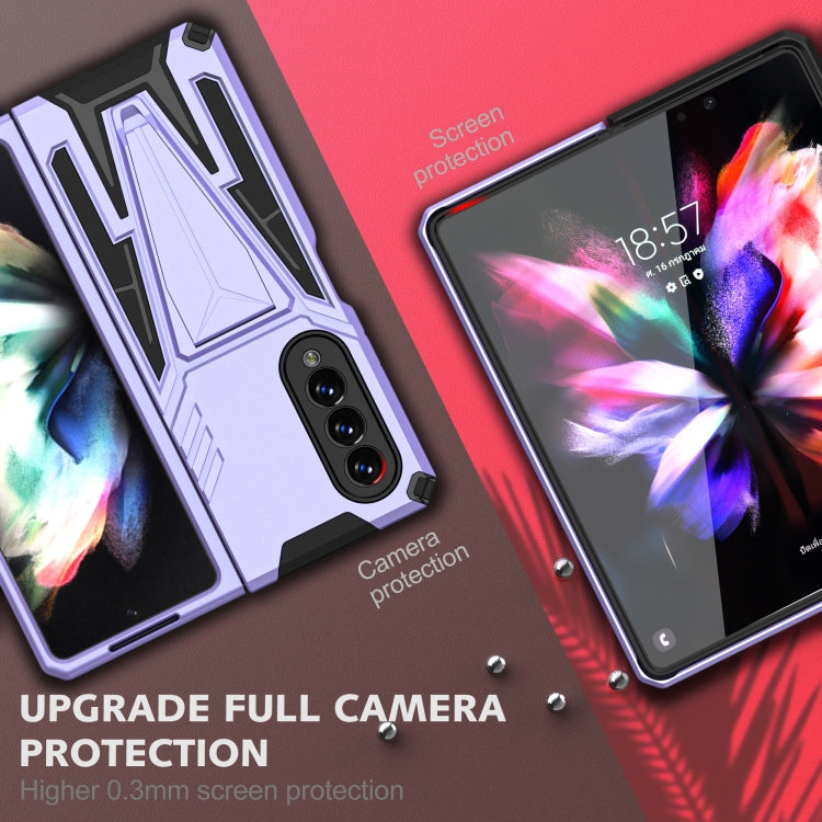 For Samsung Galaxy Z Fold3 5G Super V Armor PC + TPU Shockproof Phone Case with Invisible Holder
