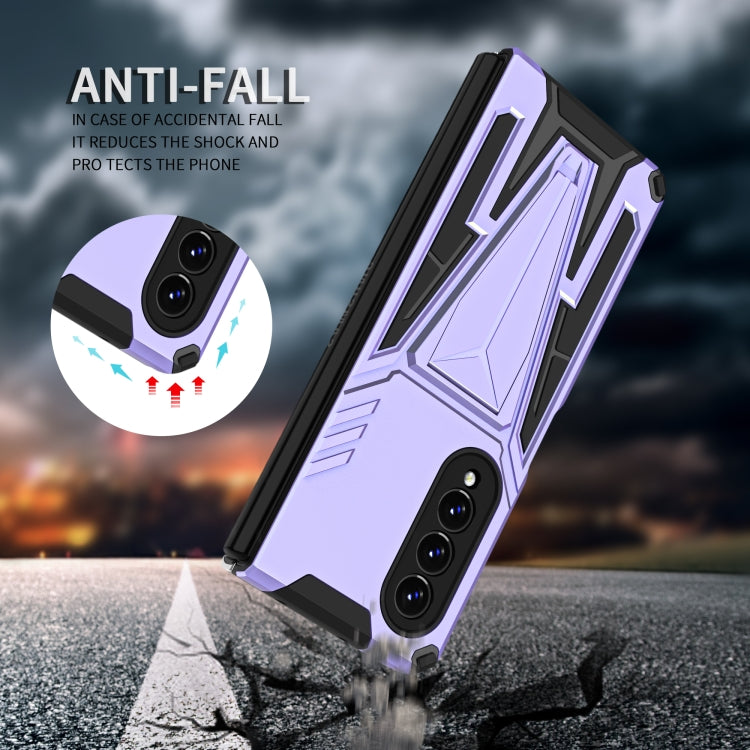 For Samsung Galaxy Z Fold3 5G Super V Armor PC + TPU Shockproof Phone Case with Invisible Holder