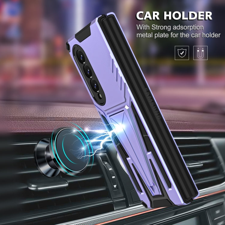For Samsung Galaxy Z Fold3 5G Super V Armor PC + TPU Shockproof Phone Case with Invisible Holder