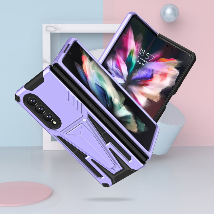 For Samsung Galaxy Z Fold3 5G Super V Armor PC + TPU Shockproof Phone Case with Invisible Holder