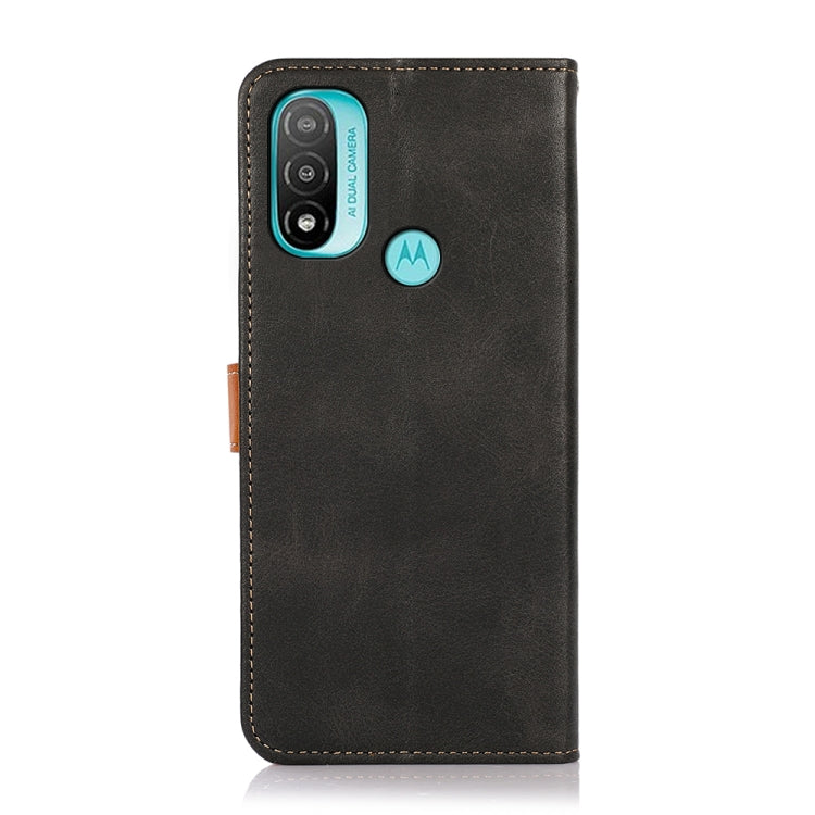 For Motorola Moto E40 / E30 / E20 KHAZNEH Dual-color Cowhide Texture Flip Leather Phone Case
