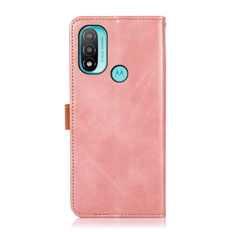 For Motorola Moto E40 / E30 / E20 KHAZNEH Dual-color Cowhide Texture Flip Leather Phone Case
