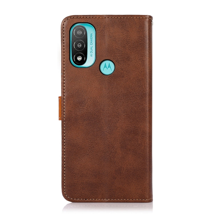 For Motorola Moto E40 / E30 / E20 KHAZNEH Dual-color Cowhide Texture Flip Leather Phone Case