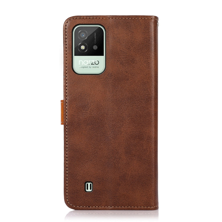 For OPPO Realme Narzo 50i KHAZNEH Dual-color Cowhide Texture Flip Leather Phone Case