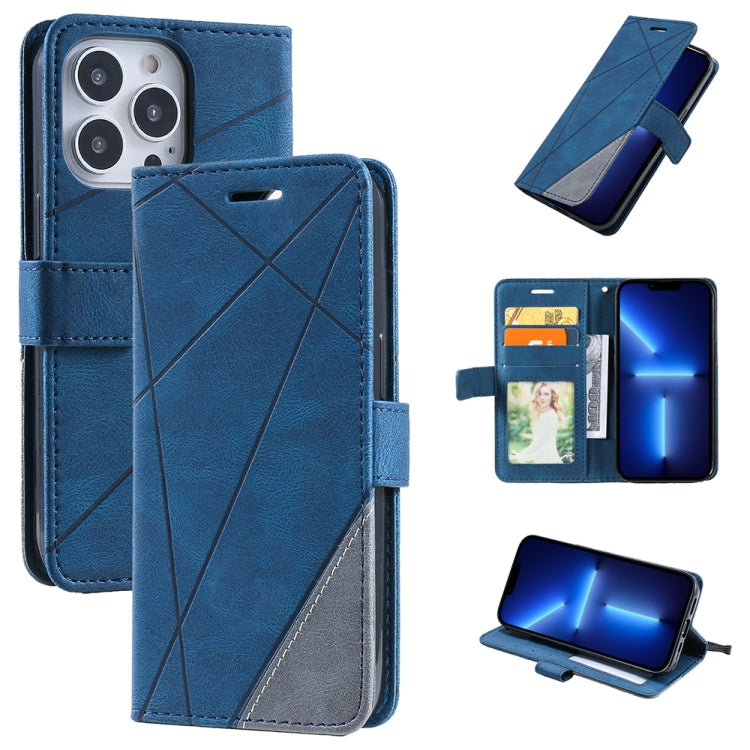 For iPhone 13 Pro Max Skin Feel Splicing Horizontal Flip Leather Phone Case