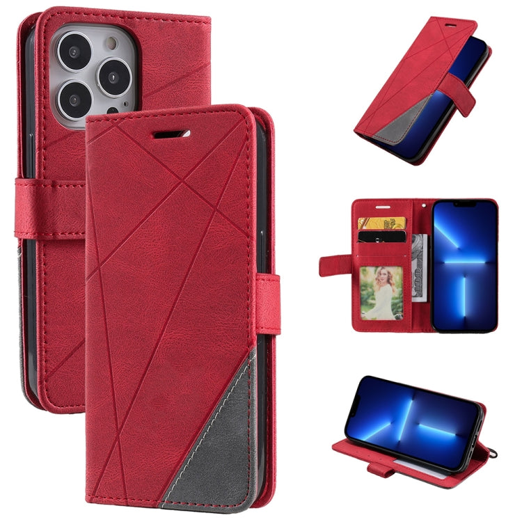 For iPhone 13 Pro Max Skin Feel Splicing Horizontal Flip Leather Phone Case