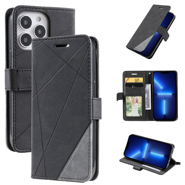 For iPhone 13 Pro Max Skin Feel Splicing Horizontal Flip Leather Phone Case