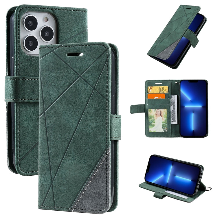 For iPhone 13 Pro Max Skin Feel Splicing Horizontal Flip Leather Phone Case