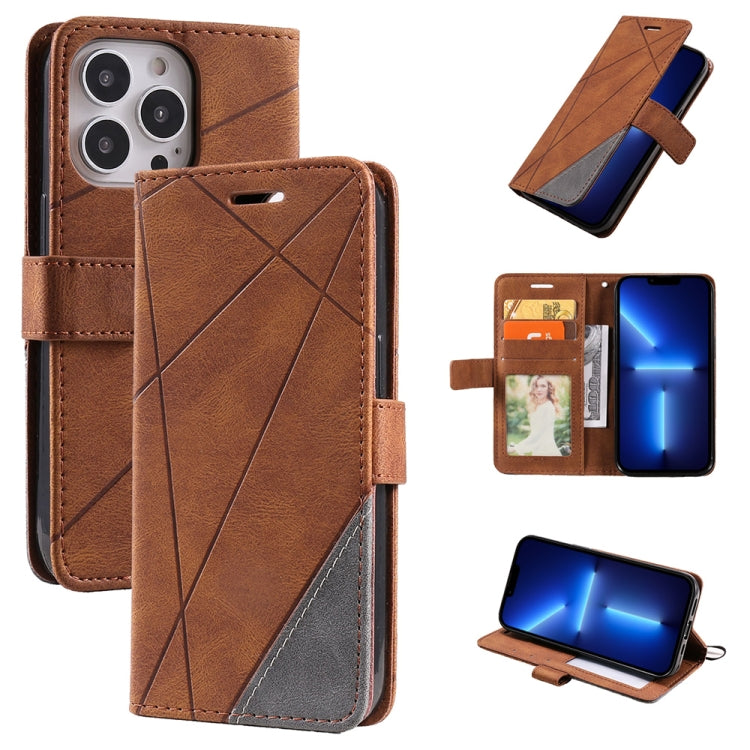 For iPhone 13 Pro Max Skin Feel Splicing Horizontal Flip Leather Phone Case