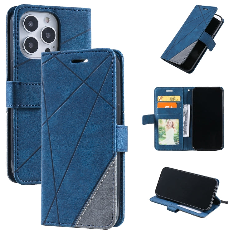 For iPhone 13 Pro Skin Feel Splicing Horizontal Flip Leather Phone Case