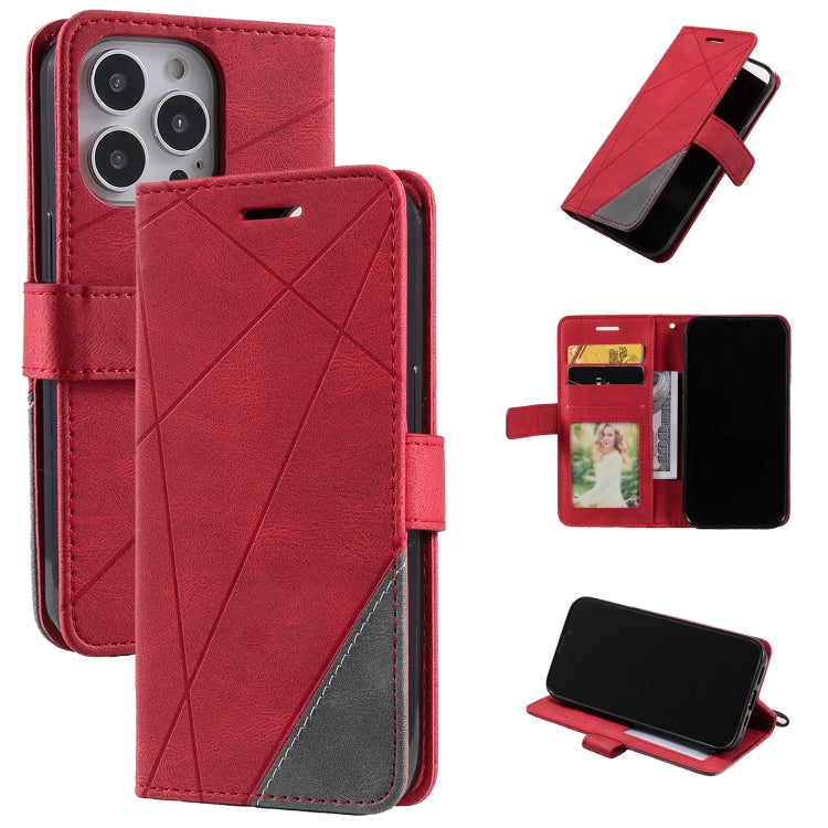 For iPhone 13 Pro Skin Feel Splicing Horizontal Flip Leather Phone Case