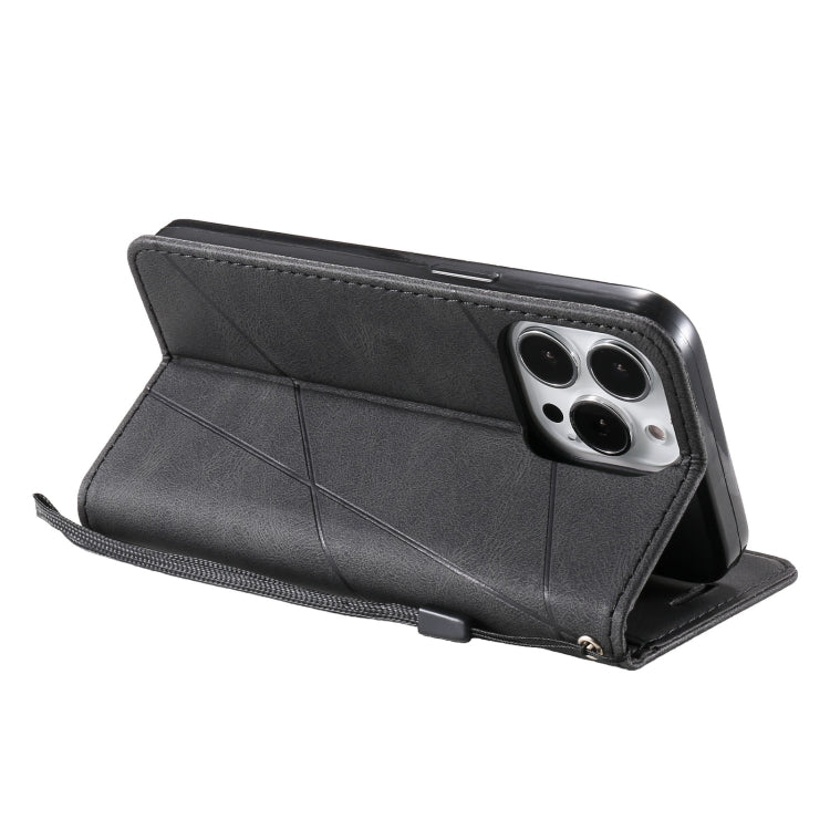 For iPhone 13 Pro Skin Feel Splicing Horizontal Flip Leather Phone Case