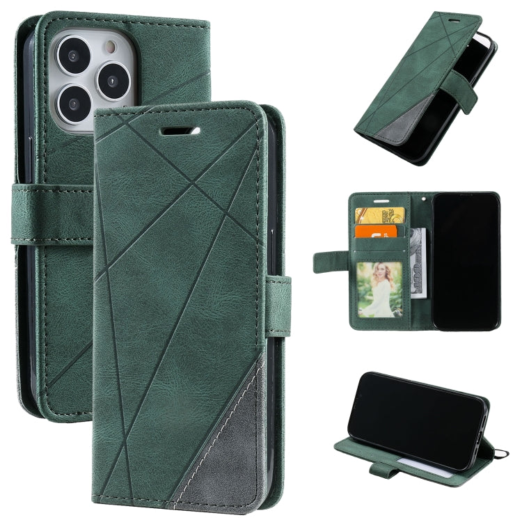 For iPhone 13 Pro Skin Feel Splicing Horizontal Flip Leather Phone Case