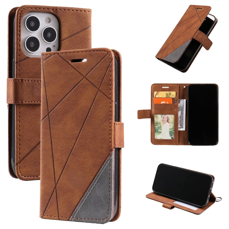 For iPhone 13 Pro Skin Feel Splicing Horizontal Flip Leather Phone Case