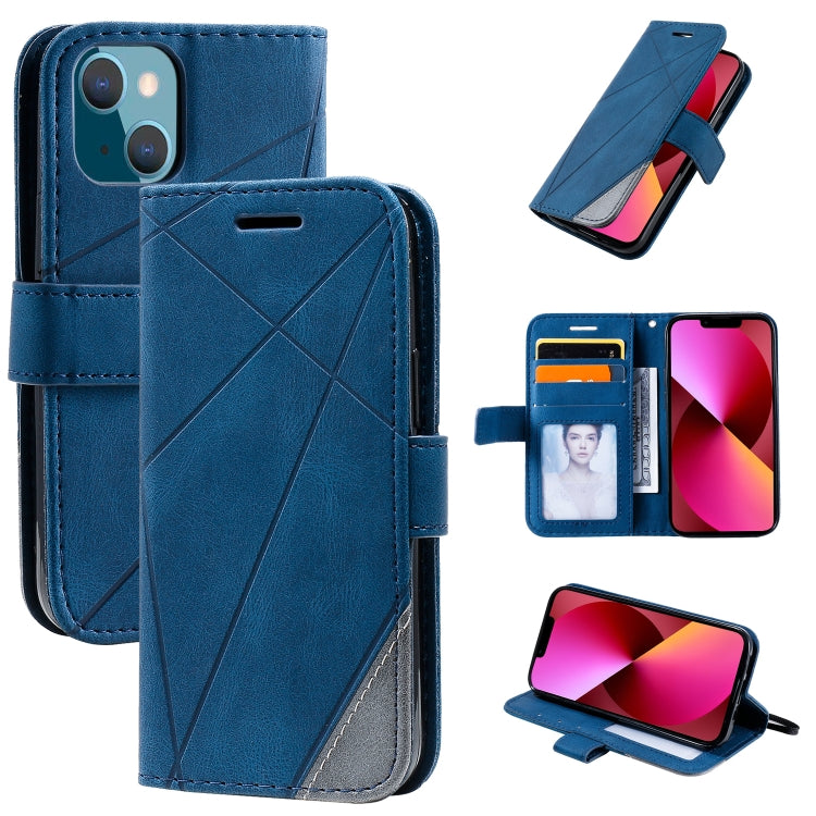 For iPhone 13 Skin Feel Splicing Horizontal Flip Leather Phone Case