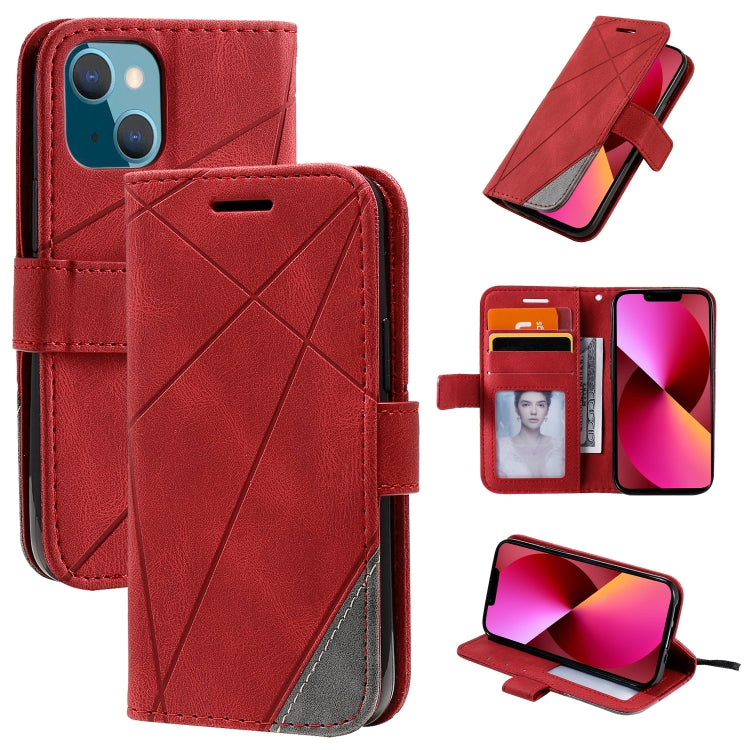 For iPhone 13 Skin Feel Splicing Horizontal Flip Leather Phone Case