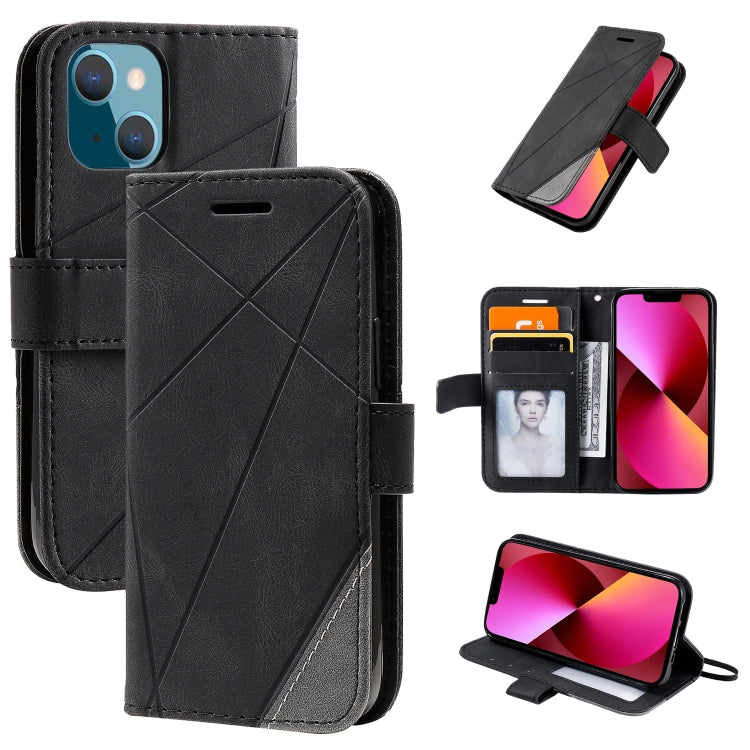 For iPhone 13 Skin Feel Splicing Horizontal Flip Leather Phone Case