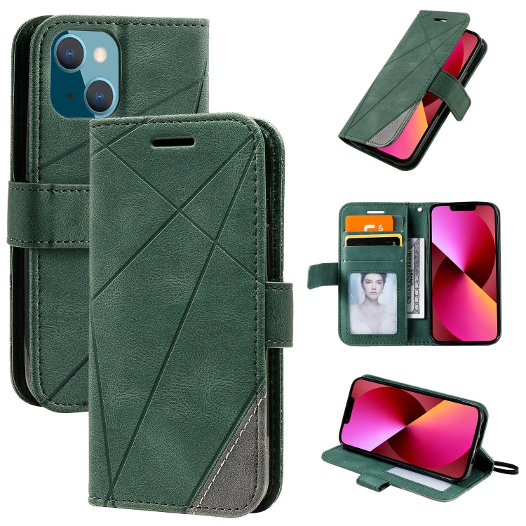 For iPhone 13 Skin Feel Splicing Horizontal Flip Leather Phone Case