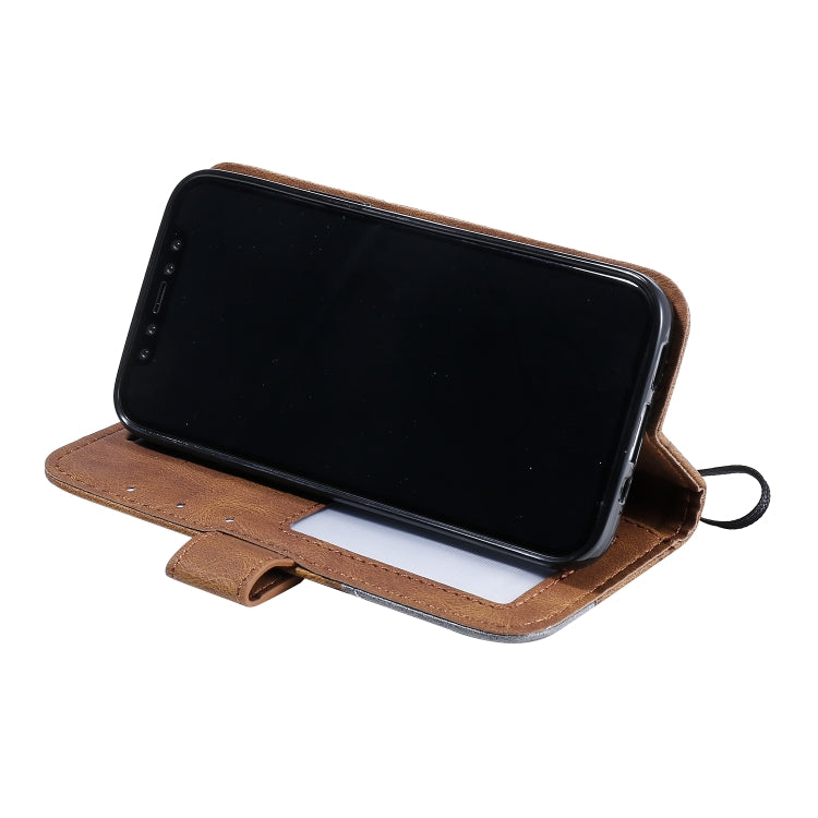 For iPhone 13 Skin Feel Splicing Horizontal Flip Leather Phone Case