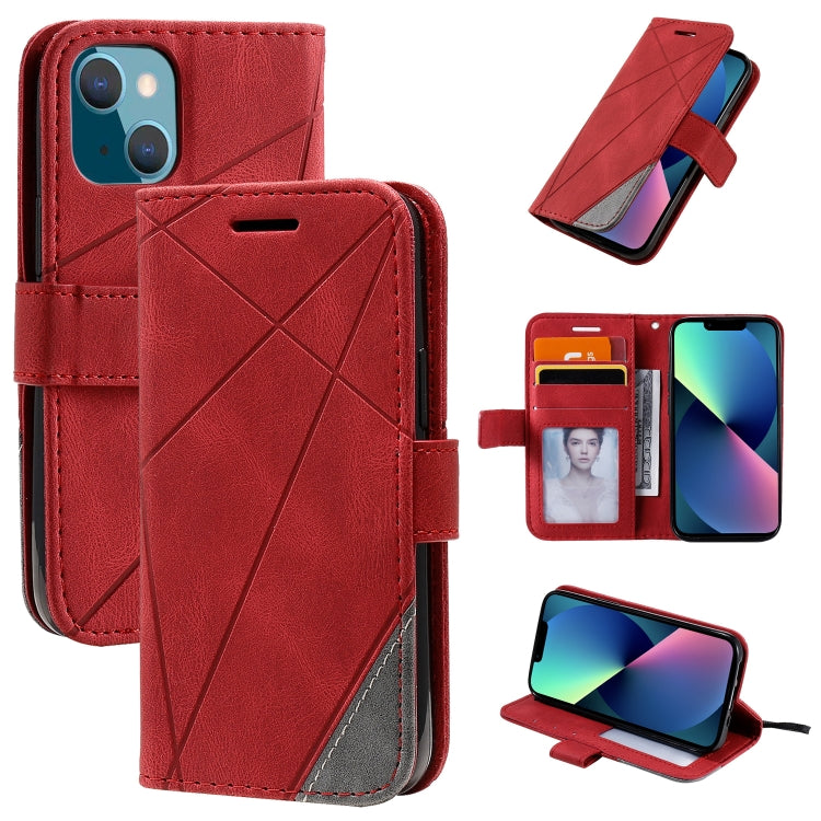 For iPhone 13 mini Skin Feel Splicing Horizontal Flip Leather Phone Case