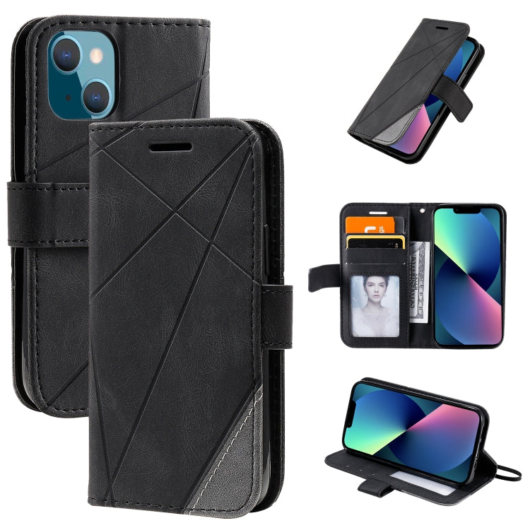 For iPhone 13 mini Skin Feel Splicing Horizontal Flip Leather Phone Case