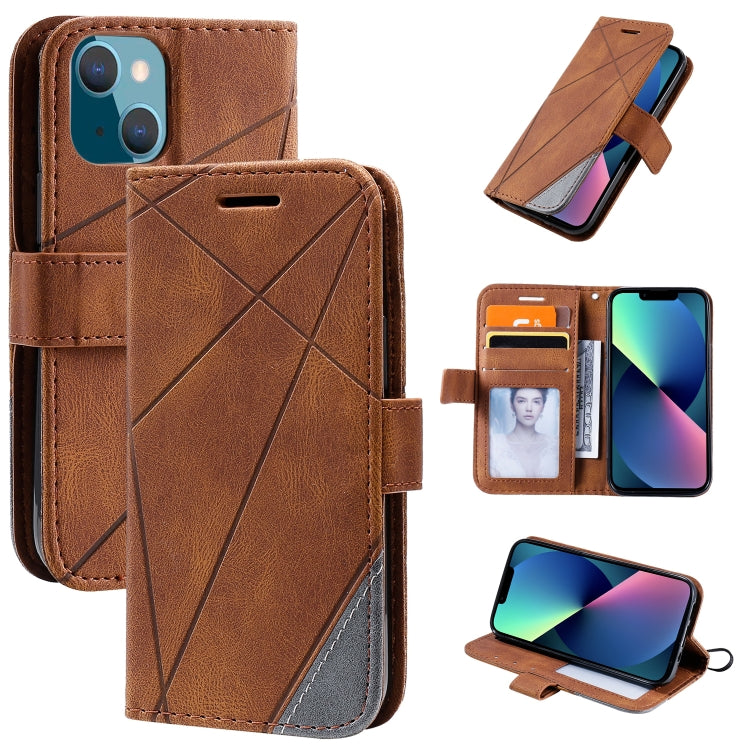 For iPhone 13 mini Skin Feel Splicing Horizontal Flip Leather Phone Case