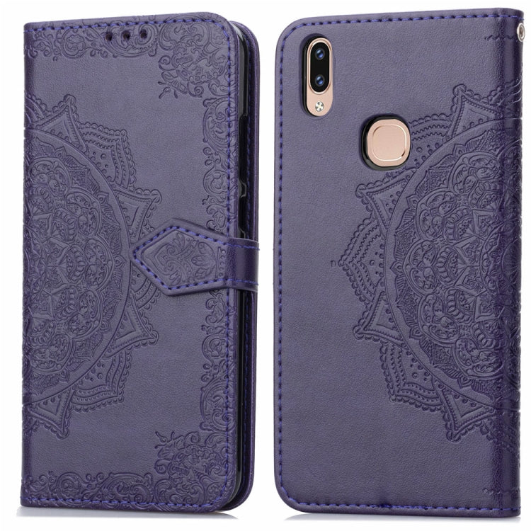 For Vivo V9 Embossed Mandala Pattern PC + TPU Horizontal Flip Leather Case with Holder & Card Slots