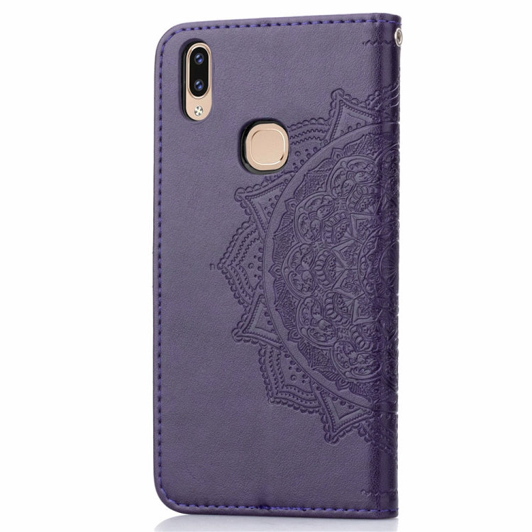 For Vivo V9 Embossed Mandala Pattern PC + TPU Horizontal Flip Leather Case with Holder & Card Slots