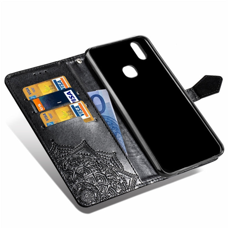 For Vivo V9 Embossed Mandala Pattern PC + TPU Horizontal Flip Leather Case with Holder & Card Slots