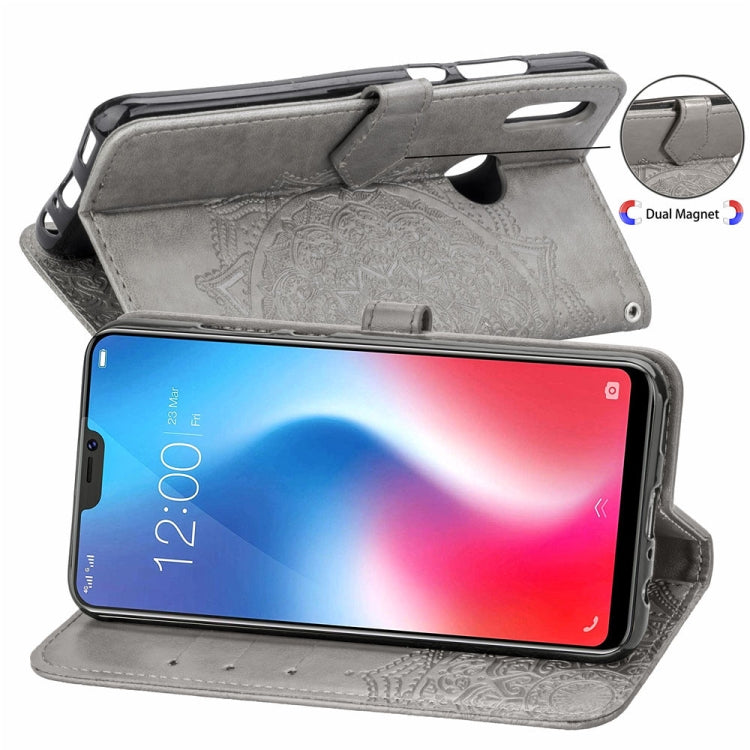 For Vivo V9 Embossed Mandala Pattern PC + TPU Horizontal Flip Leather Case with Holder & Card Slots